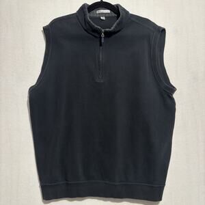 Peter Millar 1/4 Zip Sweater Vest Mens XL Black Sleeveless Golf Pullover VTG